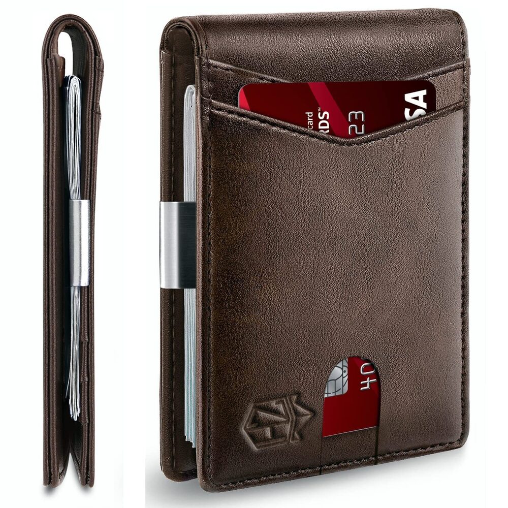 4108 Money Clip Wallets ,Slim Bifold Wallet 10-12 Cards, Leather Wallet